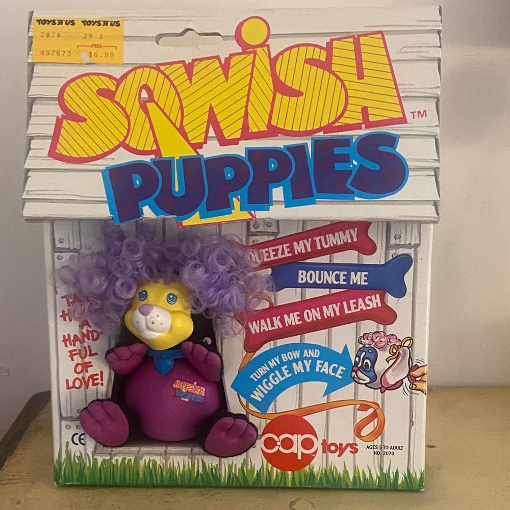 Vintage Squish Puppies Purple Plush Interactive Puppy -